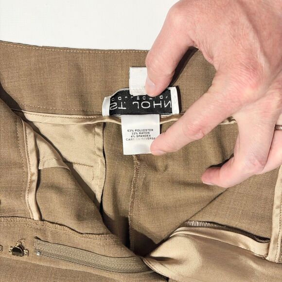 St. John Collection Beige Wide Leg Flare Pants Pockets Lagenlook Women Size 6 - Picture 11 of 16